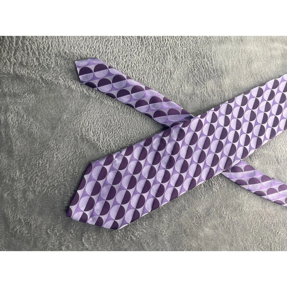 Bachrach Silk Tie Made in Italy Purple Patterned Geometric Men's‎ Necktie